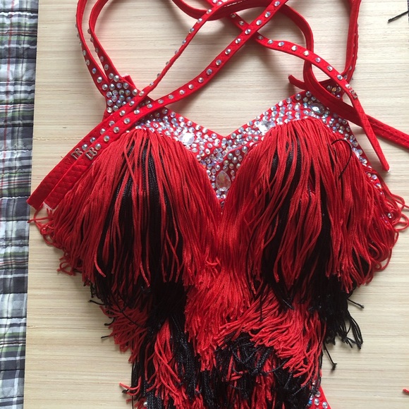 A fabulous Latin dancing dress with fringe, size Junior/ Woman XS-S - Picture 4 of 11